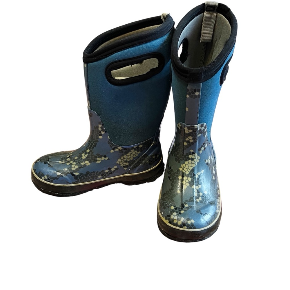 Bogs Kids Blue Teal Patterned Rain & Snow Boots